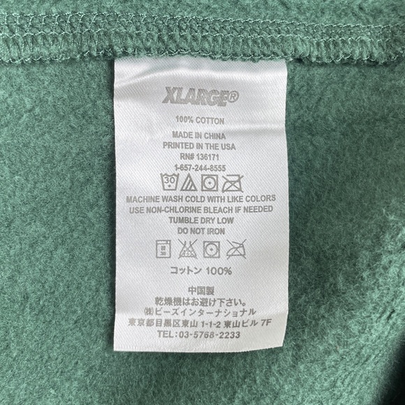 XLARGE Green Hoodie Sweatshirt NWOT Size XL and XXL - Picture 7 of 8